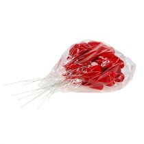 Artikel Dekorativa hjärtan flockade 6cm röd 18 st