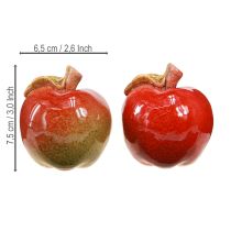 Artikel Dekorativa keramiska äpplen bordsdekorationer höströd grön H7,5 cm 4 stycken