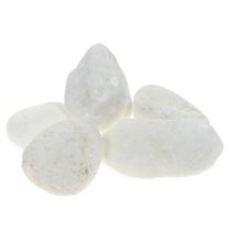 Dekorativa småstenar i nätet vita 1 cm - 2,5 cm 1 kg
