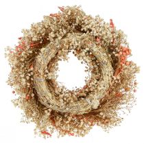Artikel Dekorativ krans torkade blommor blomkrans apelsin kräm Ø25cm