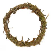Artikel Dekorativ krans, naturlig, Ø33cm, lav, mossa, dörrkrans, borddekoration, väggdekoration