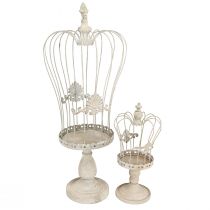 Artikel Dekorativ krona på fot vintage metalldekoration grå 34/66cm set med 2 delar