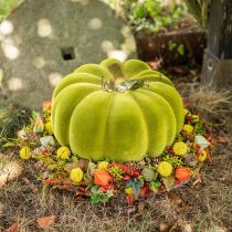 Dekorativ pumpa flockade mossgrön 32cm
