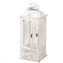 Artikel Dekorativ lykta vintage med låda vit 20×20cm H51cm