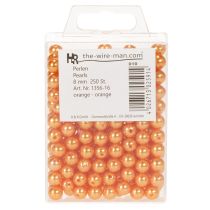 Artikel Dekorativa orange pärlor, 8 mm, 250 stycken