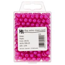 Artikel Dekorativa rosa pärlor, Ø8 mm, 250 stycken