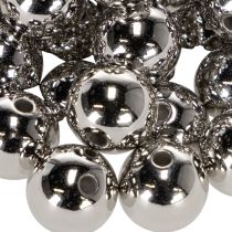Artikel Dekorativa silvermetallpärlor, 14 mm, 35 stycken