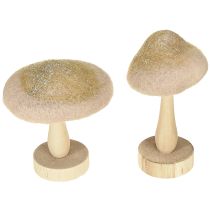 Artikel Dekorativ svamp i trä, filt med glitter bordsdekoration advent H11cm 4 st