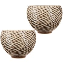 Artikel Dekorskål Blomkruka Keramik Beige Brun Ø15cm 2st