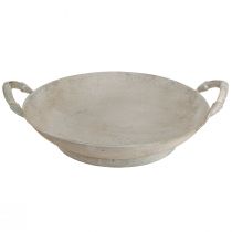 Artikel Dekorativ skål shabby chic grå metalldekoration med handtag Ø31cm