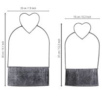 Artikel Dekorativ skål oval metall med hjärta svart 20/16cm set om 2