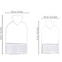 Artikel Dekorativ skål oval metall med hjärta vit 20/16cm set om 2