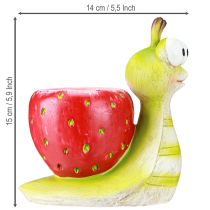 Artikel Dekorativ snigelblomkruka jordgubb keramik grön röd 15,5 cm