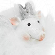 Artikel Dekorgris med kronfigur turgris vit 7cm 2st