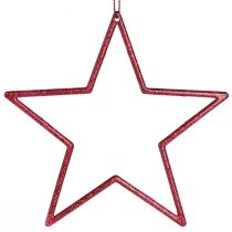 Artikel Dekorativ stjärnröd julgranspynt glitter Ø12cm 12 st
