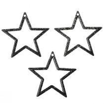 Artikel Dekorativ stjärna svart glitter bordsdekoration jul 4,5cm 120 st