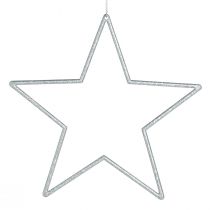 Artikel Dekorstjärnor silver julgranspynt med glitter 18cm 8 st