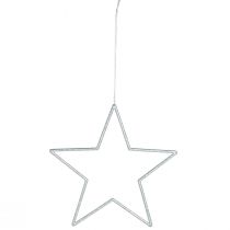 Artikel Dekorativa silverstjärnor, glitterjulgransprydnader, 18 cm, 8 stycken, julgransdekoration