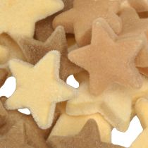 Artikel Dekorativa stjärnor flockade prydnadsströor gulbruna Ø4/5cm 40 st