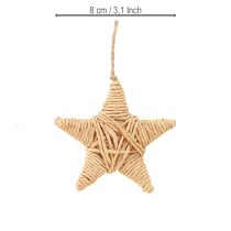 Artikel Dekorativa stjärnor, hampabast, 7,5 cm, julgransprydnader, 8 stycken