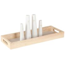 Artikel Dekorativ bricka Trä Minivaser Keramik Vitguld 35x14cm