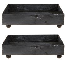 Artikel Dekorativ bricka metall svart grå tvättad 15×15cm 2 st