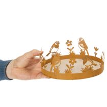 Artikel Dekorativ bricka, bordsdekoration med fåglar, vårdekoration, rostig metall, Ø20cm H8,5cm