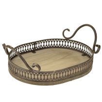 Artikel Dekorativ bricka oval 23cm x 17,5cm x 7,5cm brun