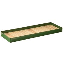 Artikel Dekorativ bricka rektangulär grön metallträbotten 41×14 cm