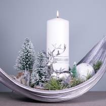 Juldekoration, decogran, minigran grön snöad H15cm Ø9,5cm 6st