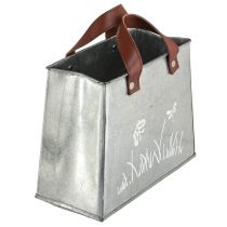 Artikel Dekorativ påse, silver, vit, brun, metall, kruka, L22cm, 2 stycken