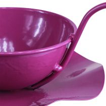 Artikel Dekorativ kopp metall tekopp på tallrik lila Ø11,5cm H8cm 2st