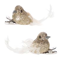 Artikel Dekorativt par av duvor, dekorativa fåglar med klämma, gyllene, 5 cm, 4 stycken