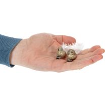 Artikel Dekorativt par av duvor, dekorativa fåglar med klämma, gyllene, 5 cm, 4 stycken