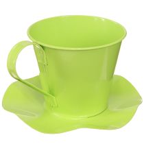 Artikel Dekorativ tekopp metall med tallrik ljusgrön Ø12 H10cm 8 st
