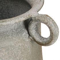 Artikel Dekorativ kruka vintage planteringskruka metall med handtag grå H13,5cm