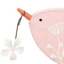 Artikel Dekorativ fågel vårdekor hängande dekoration trä rosa 15×8,5cm