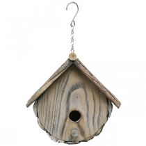 Dekorativt fågelhus Dekorativ bolåda i trä med naturlig bark Vittvättad H23cm B25cm