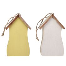 Artikel Dekor för upphängning av fågelhus trä vit gul 13cm 2 st