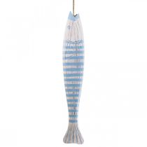 Deco fisk trä Träfisk att hänga ljusblå H57,5cm