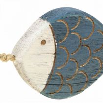 Deco fisk maritim hängdekor träfisk blå H11cm 6st