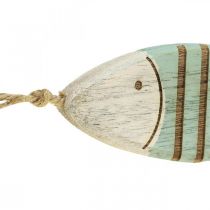 Deco fisk maritim hängdekor träfisk blå L16cm 4st