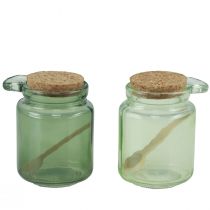 Artikel Dekorglas med korklock och sked grön Ø7cm H10cm 2st