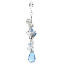 Dekorativ galge silver, blå L 23cm
