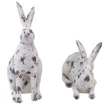 Artikel Dekorativa kaniner vit vintage trälook påsk H14.5/24.5cm 2st