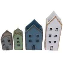 Artikel Dekorativa hus bordsdekoration vintage plantera H12,5cm - 19cm set om 4