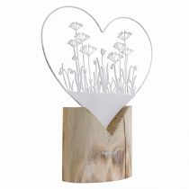 Dekorativt hjärta standee metall trä vit vårdekor H31cm