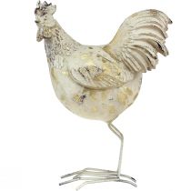 Artikel Dekorativa Kycklingar Vitguld Tupp Hen Vintage L13cm 2st
