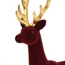 Artikel Deco Deer Ren Bordeaux Guldfigur Flockad H37cm