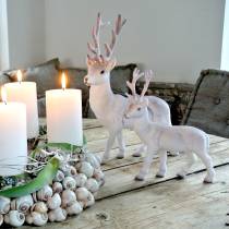 Artikel Dekorativ Ren Vit med Glitter – Vinter Juldekoration 20cm 3st